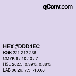 颜色代码: HEX #DDD4EC | qconv.com