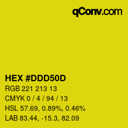 Color code: HEX #DDD50D | qconv.com