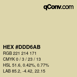 Color code: HEX #DDD6AB | qconv.com