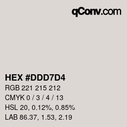 カラーコード: HEX #DDD7D4 | qconv.com