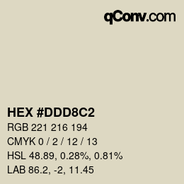 颜色代码: HEX #DDD8C2 | qconv.com