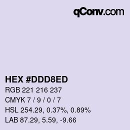 カラーコード: HEX #DDD8ED | qconv.com
