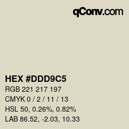 Color code: HEX #DDD9C5 | qconv.com