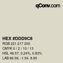 Color code: HEX #DDD9C8 | qconv.com