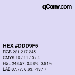 Color code: HEX #DDD9F5 | qconv.com