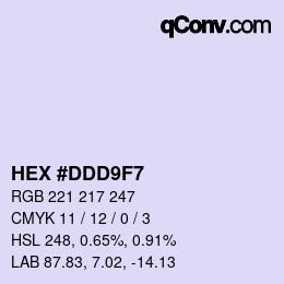 Color code: HEX #DDD9F7 | qconv.com