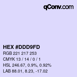 Color code: HEX #DDD9FD | qconv.com
