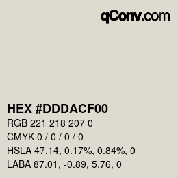 颜色代码: HEX #DDDACF00 | qconv.com