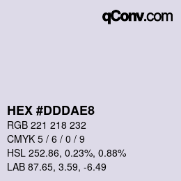 カラーコード: HEX #DDDAE8 | qconv.com