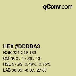 Color code: HEX #DDDBA3 | qconv.com