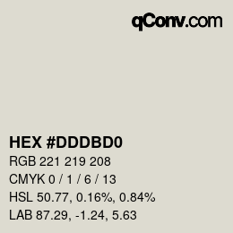 颜色代码: HEX #DDDBD0 | qconv.com