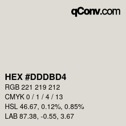 颜色代码: HEX #DDDBD4 | qconv.com