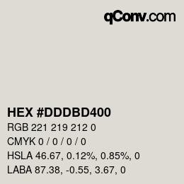 Color code: HEX #DDDBD400 | qconv.com
