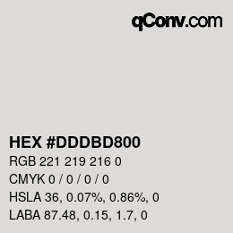 Color code: HEX #DDDBD800 | qconv.com