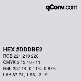 颜色代码: HEX #DDDBE2 | qconv.com