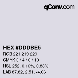 Farbcode: HEX #DDDBE5 | qconv.com