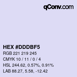 颜色代码: HEX #DDDBF5 | qconv.com