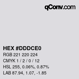 颜色代码: HEX #DDDCE0 | qconv.com