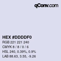 カラーコード: HEX #DDDDF0 | qconv.com