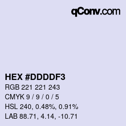 颜色代码: HEX #DDDDF3 | qconv.com