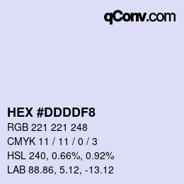 Color code: HEX #DDDDF8 | qconv.com