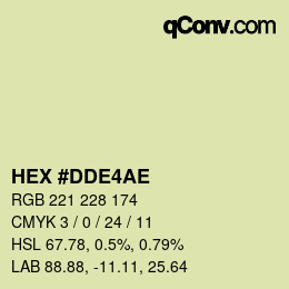 Color code: HEX #DDE4AE | qconv.com