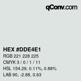 Color code: HEX #DDE4E1 | qconv.com