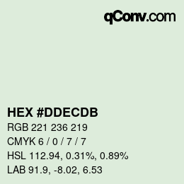 カラーコード: HEX #DDECDB | qconv.com