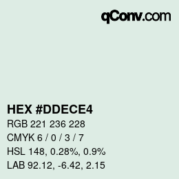 Color code: HEX #DDECE4 | qconv.com