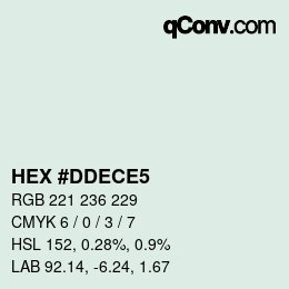 Color code: HEX #DDECE5 | qconv.com