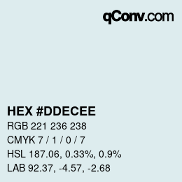 颜色代码: HEX #DDECEE | qconv.com