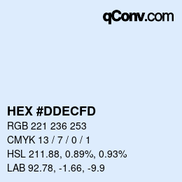 颜色代码: HEX #DDECFD | qconv.com