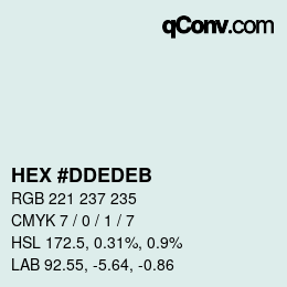 カラーコード: HEX #DDEDEB | qconv.com