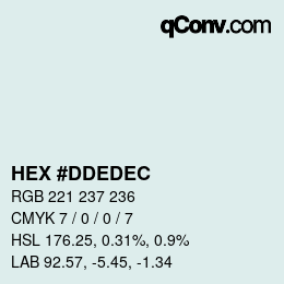 カラーコード: HEX #DDEDEC | qconv.com