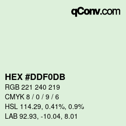 Color code: HEX #DDF0DB | qconv.com