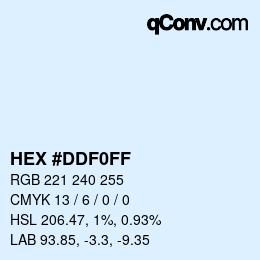 颜色代码: HEX #DDF0FF | qconv.com
