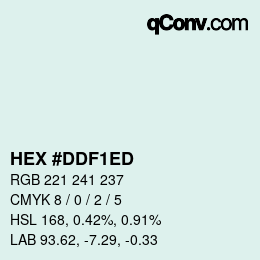 カラーコード: HEX #DDF1ED | qconv.com