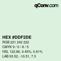 Color code: HEX #DDF2DE | qconv.com