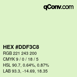 Color code: HEX #DDF3C8 | qconv.com