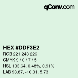 カラーコード: HEX #DDF3E2 | qconv.com