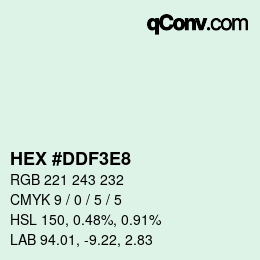 Código de color: HEX #DDF3E8 | qconv.com