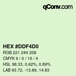 Color code: HEX #DDF4D0 | qconv.com