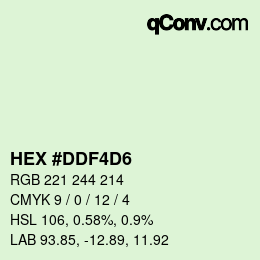 カラーコード: HEX #DDF4D6 | qconv.com