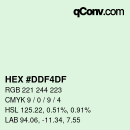 カラーコード: HEX #DDF4DF | qconv.com