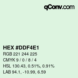 カラーコード: HEX #DDF4E1 | qconv.com