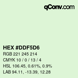 カラーコード: HEX #DDF5D6 | qconv.com