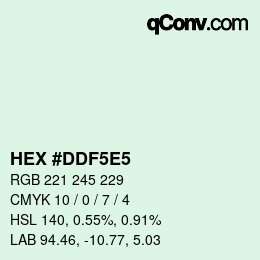 Código de color: HEX #DDF5E5 | qconv.com
