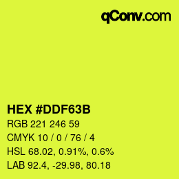 Color code: HEX #DDF63B | qconv.com