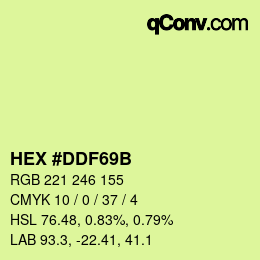カラーコード: HEX #DDF69B | qconv.com