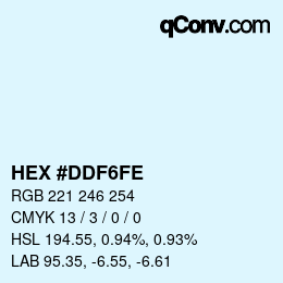 Color code: HEX #DDF6FE | qconv.com
